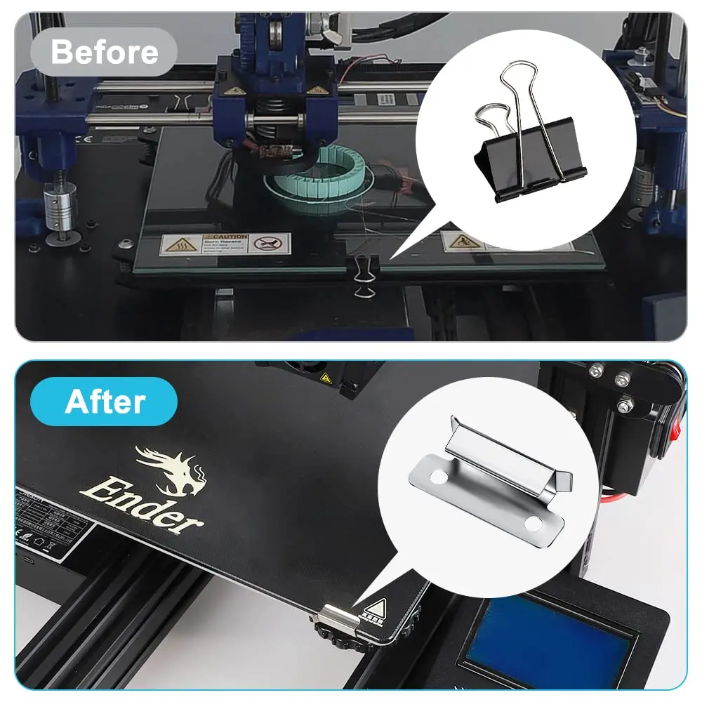 Creality Ender 3 แก้วเตียงคลิป 8Pcs 3D เครื่องพิมพ์ 7 มม.สแตนเลสสตีลเงินเตียงคลิป 3D เตียง Clamps สําหรับ Ender CR-10 Series