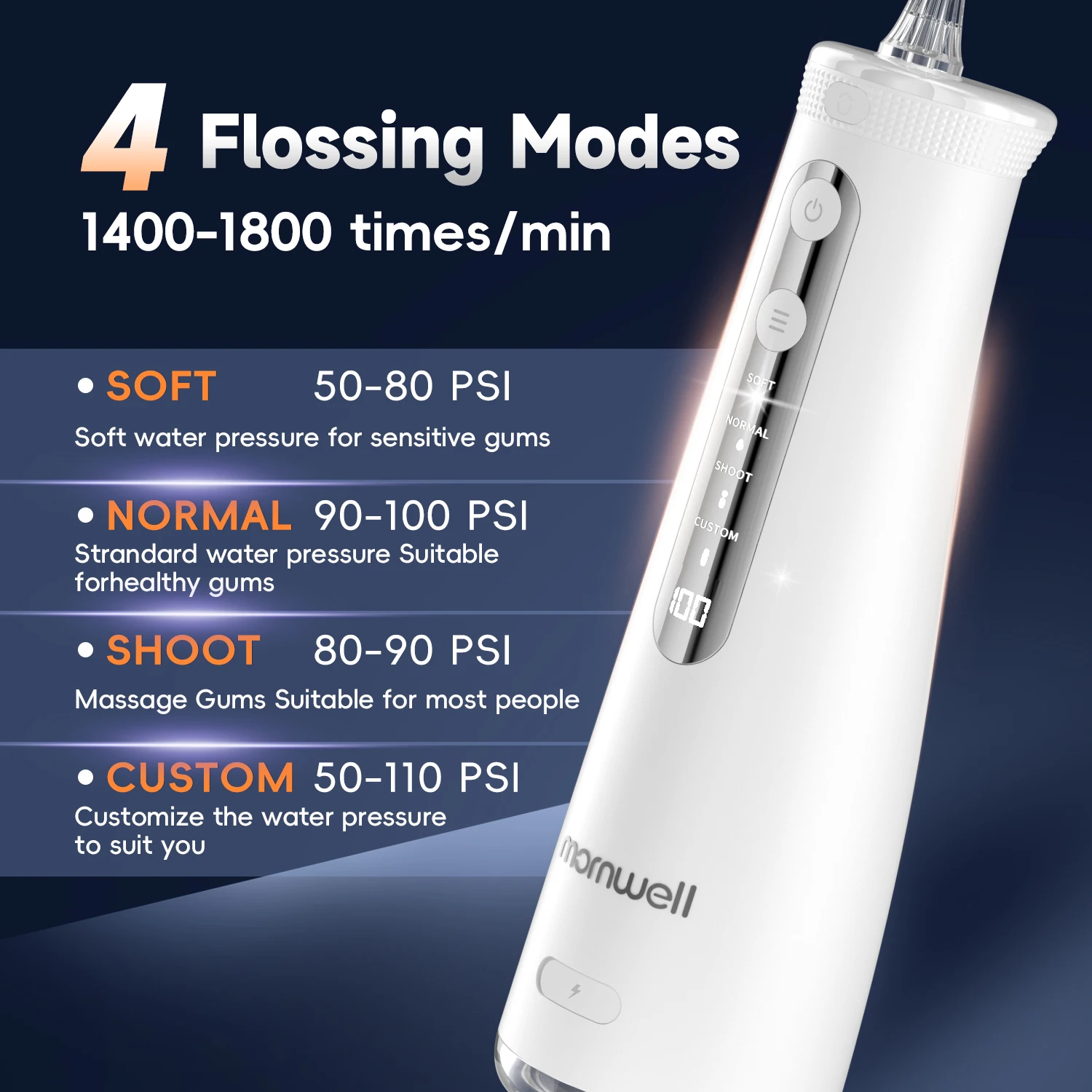 Mornwell 5032 Miệng Irrigator Nha Khoa Làm Trắng Răng Đồ Gia Dụng Sonic Nước Flosser 270ML Bình Răng Bụi Nha Khoa Nước