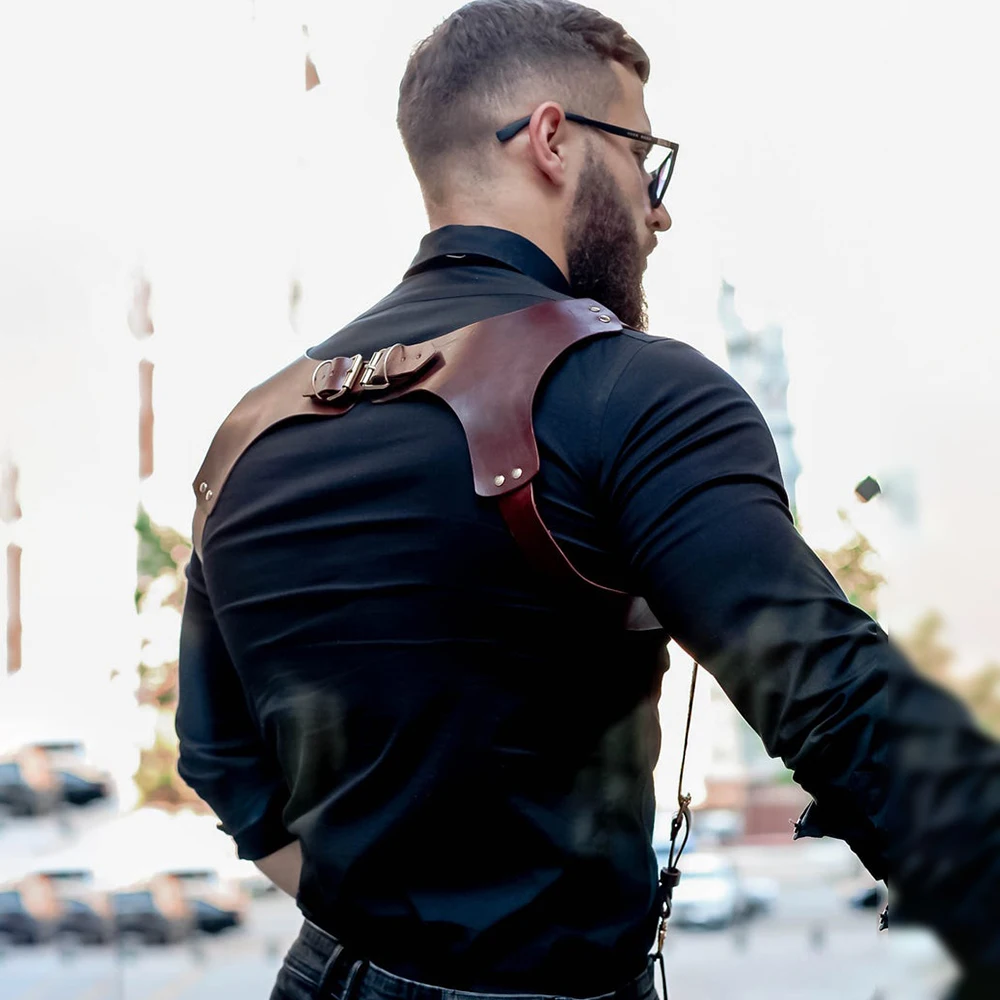 Suspenders กางเกงผู้ชายหนังกระเป๋าเป้สะพายหลังปรับ Suspenders Suspenders สายรัดไหล่ผู้ชายแฟชั่นเข็มขัดผู้ใหญ่