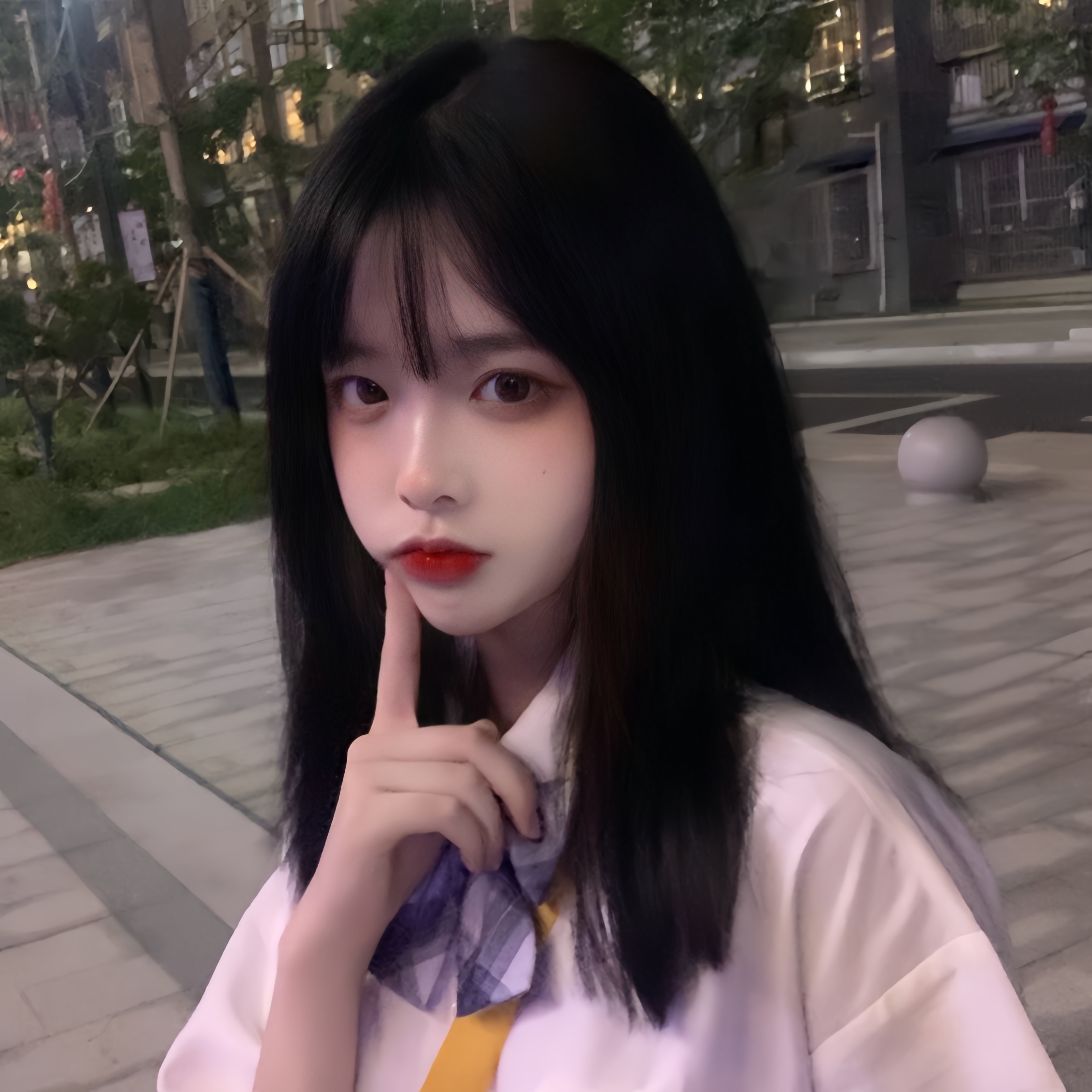 Modna kobieta może Qi może ukośne frędzle naprawiające temperament twarzy w długich prostych włosach BOBO peruka peruka z włókna syntetycznego