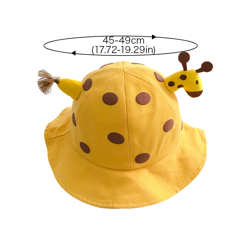 การ์ตูนยีราฟหมวกชาวประมงเด็กน่ารัก Topi Bucket กวางสำหรับเด็กวัยหัดเดินเด็กผู้ชายเด็กผู้หญิงฤดูร้อนหมวกกระบังแสงเด็ก