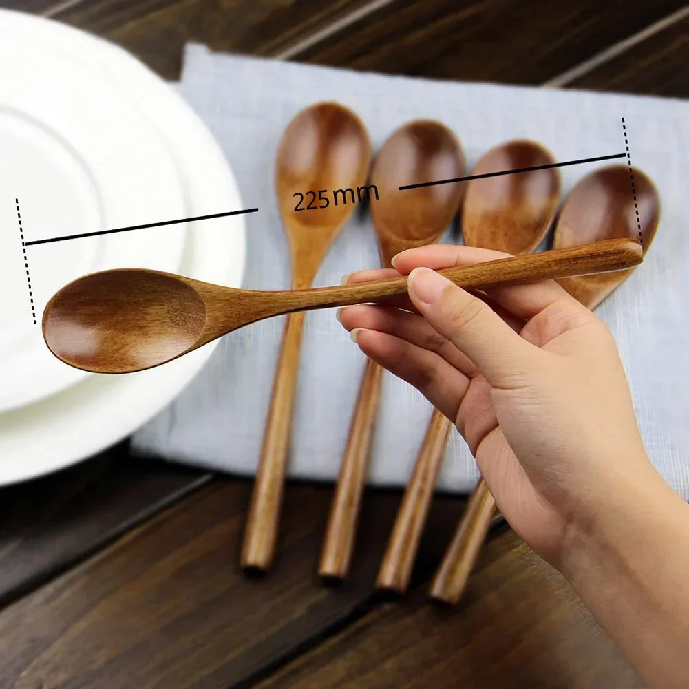 Bộ 5 Muỗng Gỗ Canh Thìa Và Dĩa Sinh Thái Thân Thiện Với Sản Phẩm Bộ Đồ Ăn Tự Nhiên Hình Elip GÀU MÚC Thìa Muỗng Cho Nấu Ăn