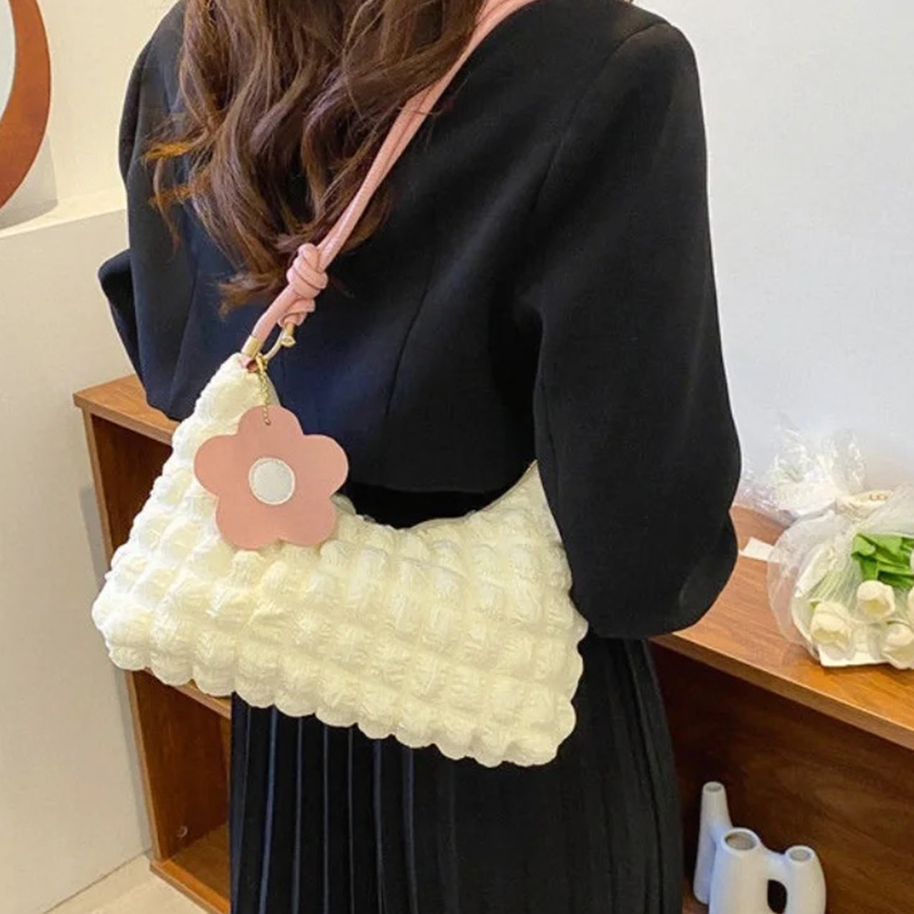 Koreanische Weiche Wolke Blasen Handtaschen für Frau Mädchen Blume Plissee Wolke Unterarm Tasche Tasche Tasche Casual Schulter Tasche Nette Geldbörse