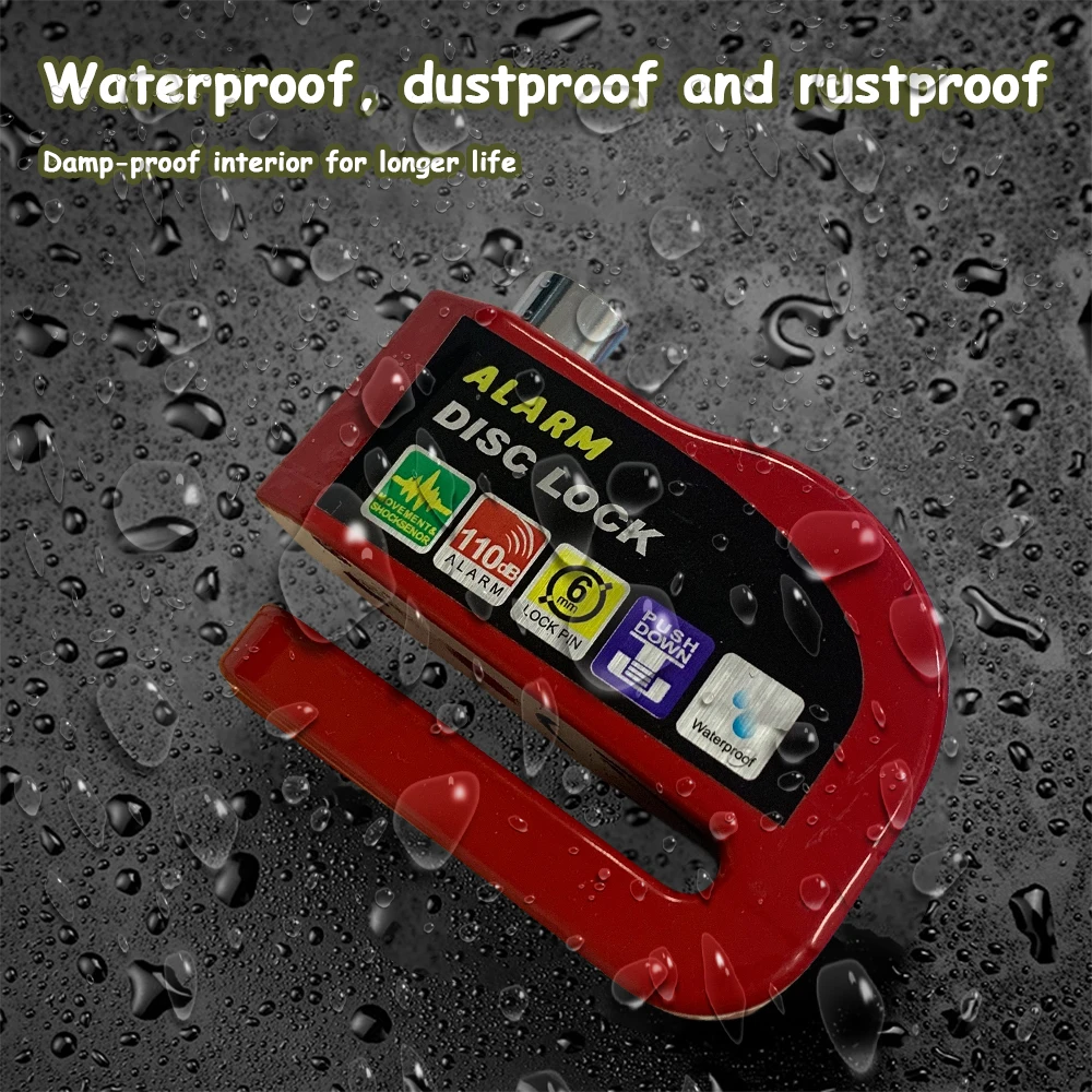 Motorcycle Bicycle Lock Alarm Safety Protection Padlock Disc Aluminum Alloy AntiTheft Reminder Rope Lock Bag MotorcycleAccessory