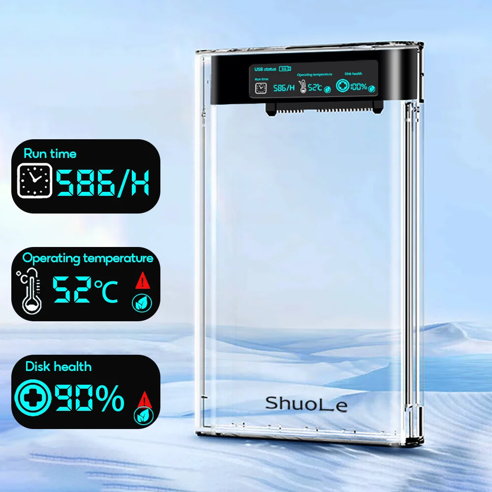 USB 3,2 externes Festplatten gehäuse 5 Gbit/s 2,5 Zoll transparentes Festplatten gehäuse Festplatten gehäuse Sata HDD SSD-Aufbewahrung koffer für Laptop-PC