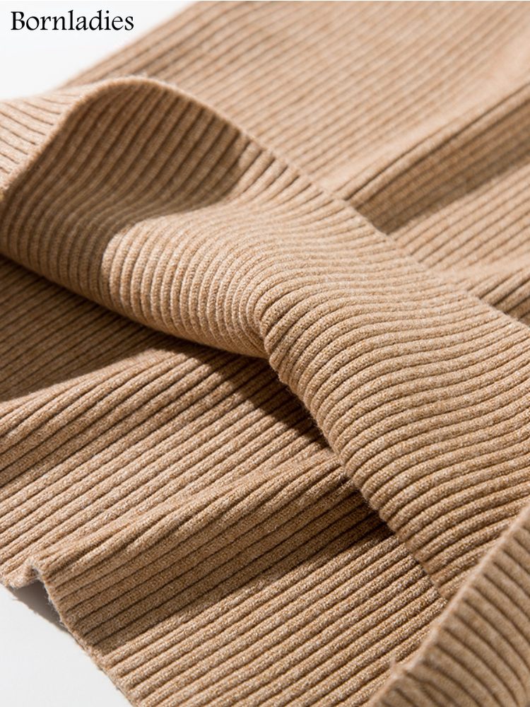 Bornladies-suéteres básicos de cuello alto para mujer, Tops de otoño e invierno, Jersey ajustado para mujer, Jersey de punto, Jersey suave y cálido