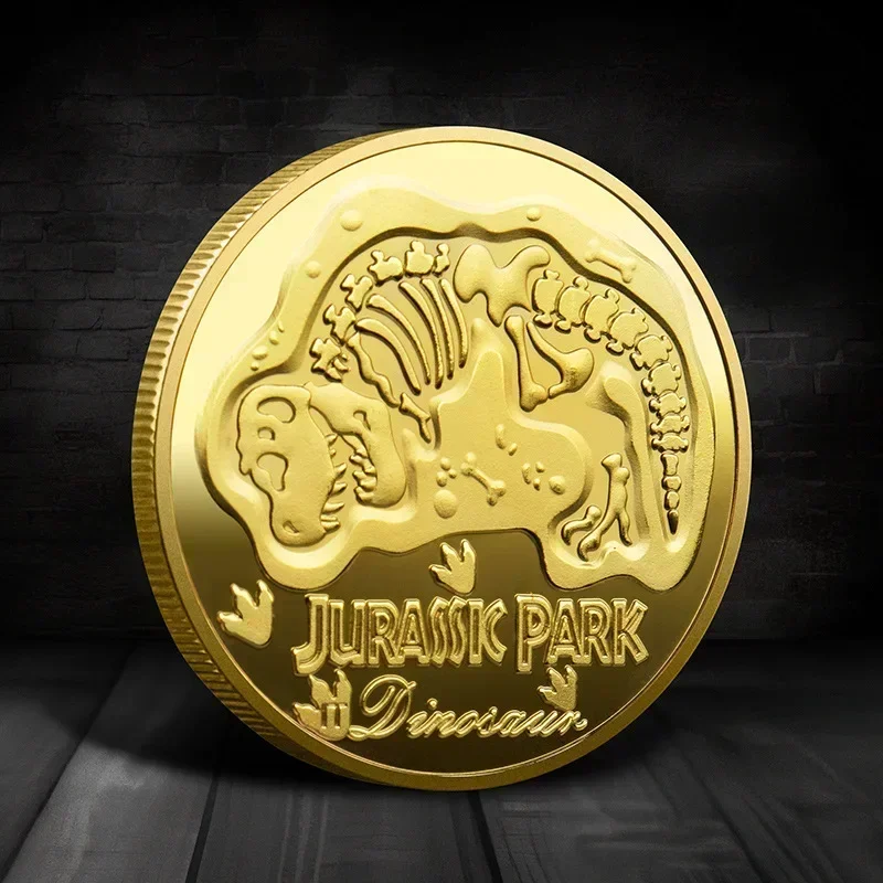 Moneda de recuerdo, réplica de monedas conmemorativas, insignias de medallón, monedas de dinosaurios del Parque Jurásico