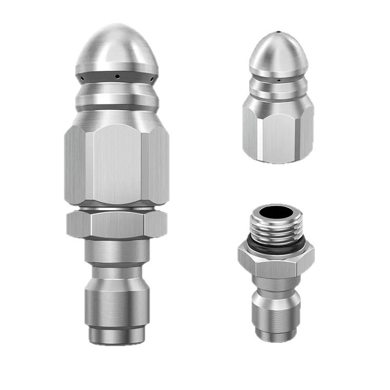 Water Jet High Pressure Sprayer Nozzle Clean Sewer 1/4" Stainless Steel Pressure Washer Quick Plug Drain Hose Nozzle Tool Water