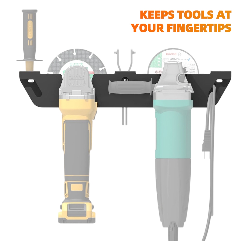 Haakse slijperhouder Duurzaam metalen gereedschapsrek met snoerhanger Wandmontagebeugel voor polijstmachines Snijders Workshop Garage Organizer