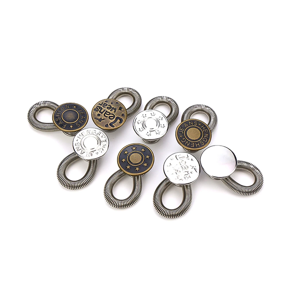 Extensor de botón de Metal mágico para pantalones vaqueros, extensores de cintura retráctiles ajustables de costura libre, expansor de cintura de botón