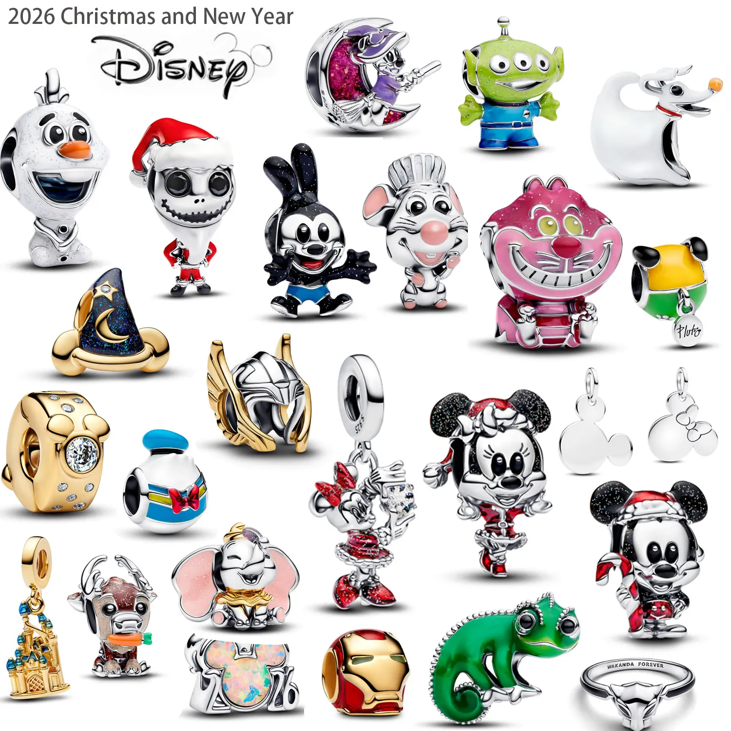 Miniso disney cheshire gato remy mouse charme contas adequadas para mulheres originais pulseira colar pingente jóias presentes do feriado