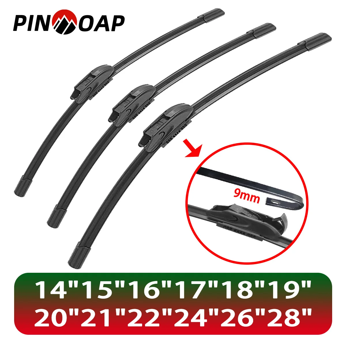 1PC Upgrade The Universal J/U-Shaped Hook Car Windshield Wiper 14"15"16"17"18"19"20"21"22"24"26"28" Natural Rubber Strip Wiper