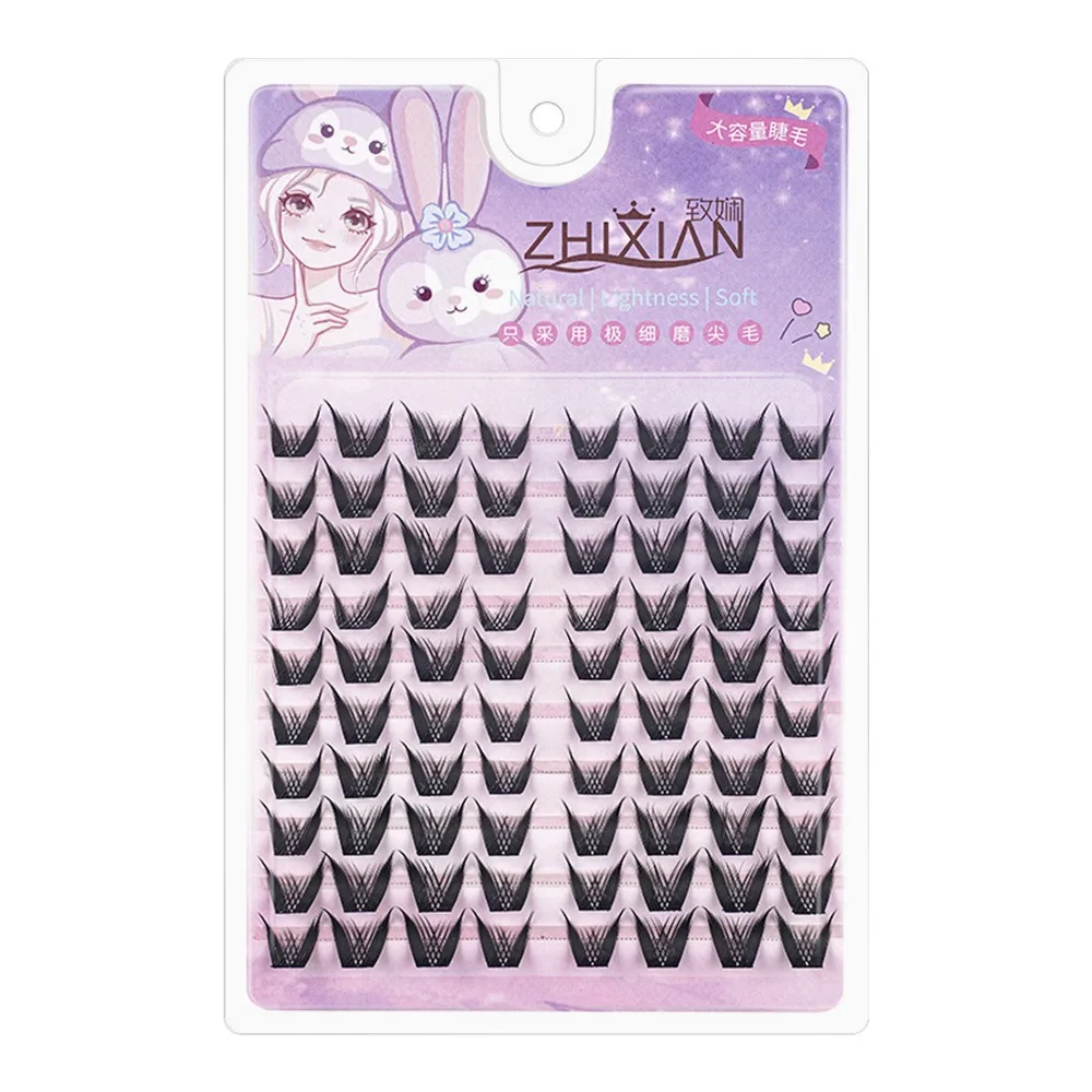 Dengan Lem Jelly Strip Bulu Mata Palsu Motif Bunga Matahari Ekstensi Bulu Mata Bebas Lem Bulu Mata Palsu Tersegmentasi Alat Rias