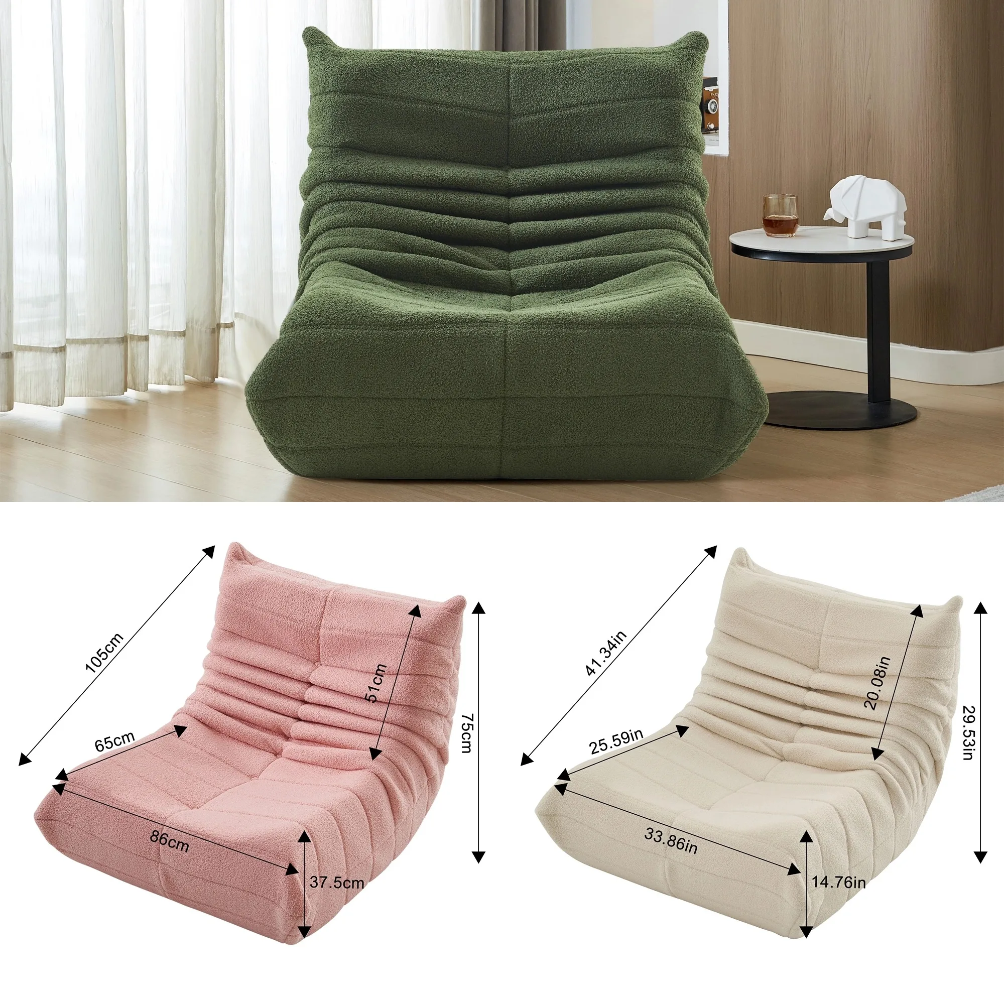 Creahappy Wohnzimmersessel, Lazy Boy Sofa, Meditationsstuhl, gepolsterter Liegestuhl für Schlafzimmer