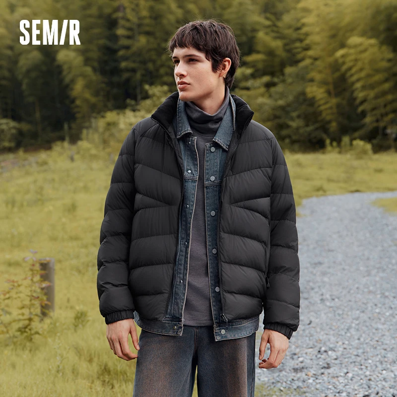 Semir jaqueta masculina três-resistente outerwear leve fino forro gola superior 2025 novo inverno quente roupas masculinas
