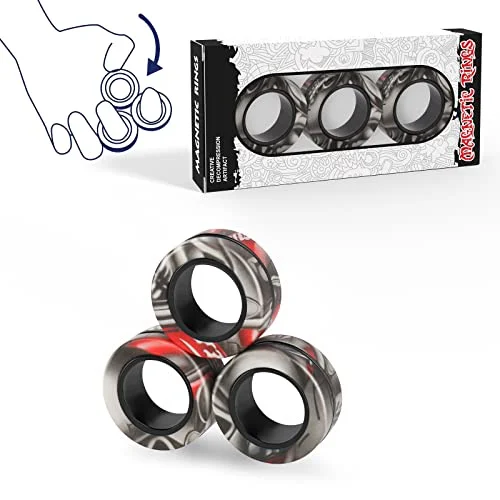 แหวนแม่เหล็ก Fidget ชุดของเล่นผู้ใหญ่ Fidget แม่เหล็ก Spinner แหวน Fidget Pack ของขวัญที่ยอดเยี่ยมสําหรับผู้ใหญ่วัยรุ่นเด็ก (3 ชิ้น)
