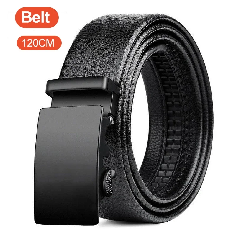 Cinturón de negocios para hombre, cinturón de trabajo con hebilla automática de Metal, cinturón de cuero de 120cm de alta calidad para hombre, negocios