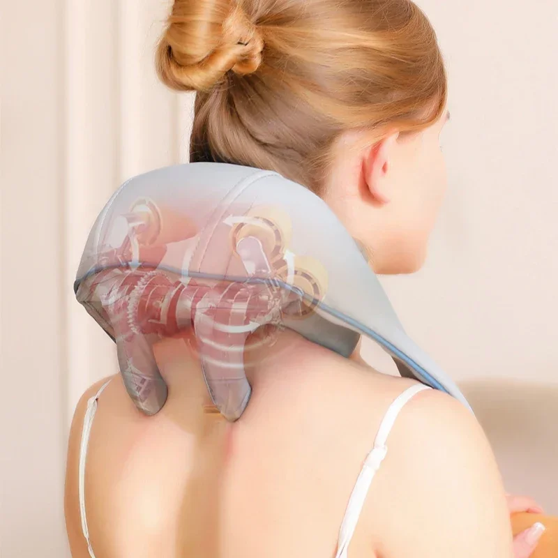 Massageador de pescoço e ombro com motor sem escova, sem fio, ombro e costas, massagem xale, pescoço