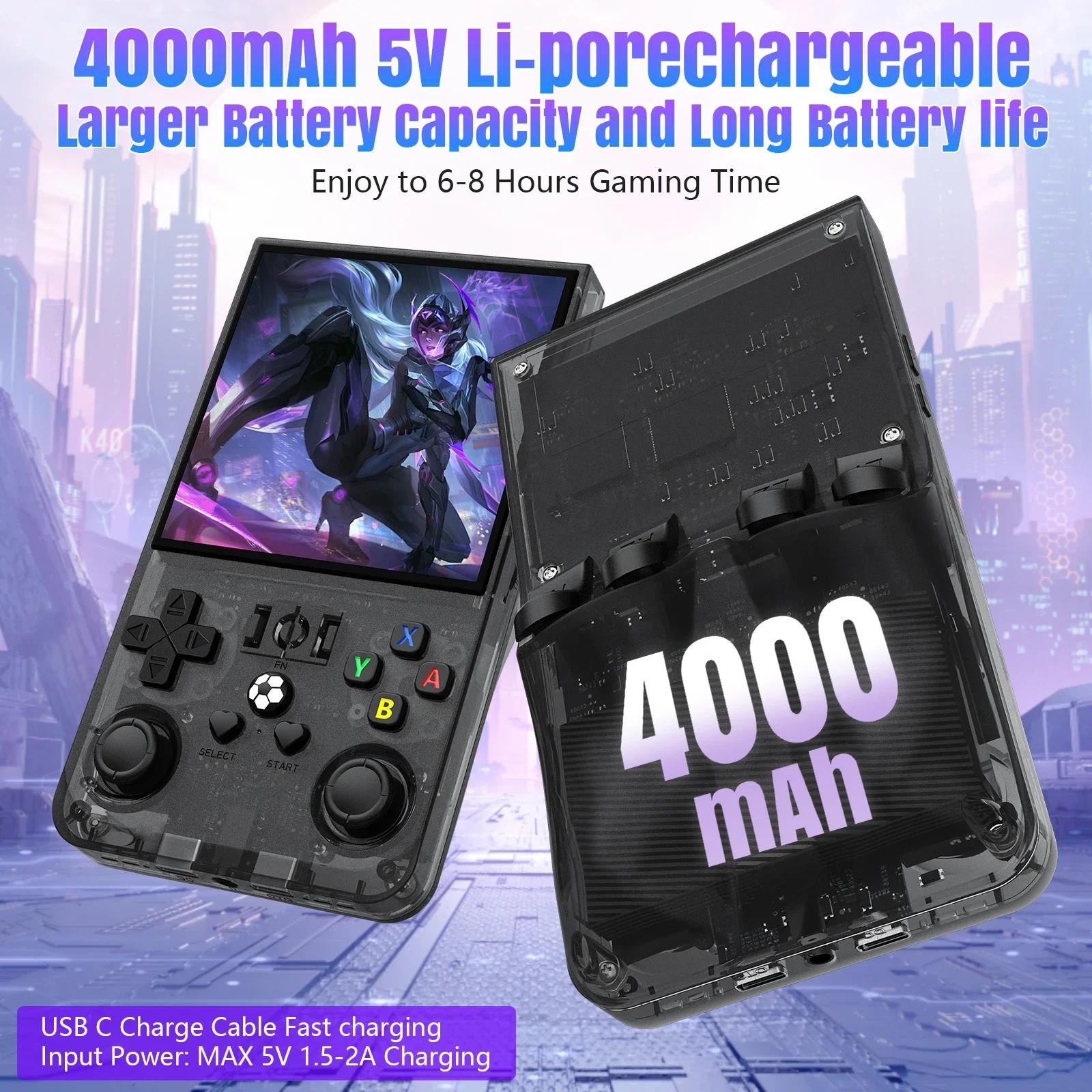 Open Source R36MAX Retro Handheld Video Game Console RK3326 Chip 64/128G Portable Pocket Game Player 4‘’HD Screen Game Console