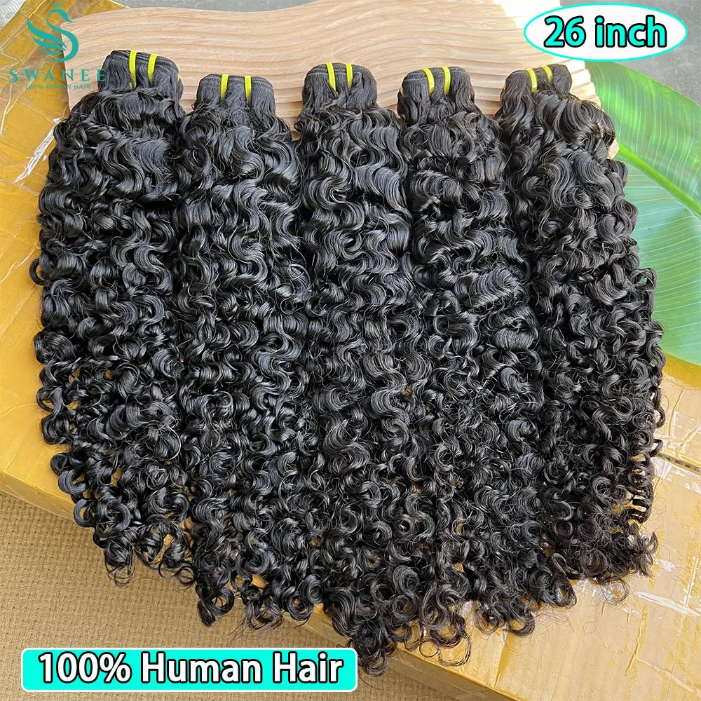 Swanee birmanês encaracolado pacotes de cabelo humano feixes de cabelo cru encaracolado pacotes de tecelagem de cabelo humano virgem para mulheres cor preta natural