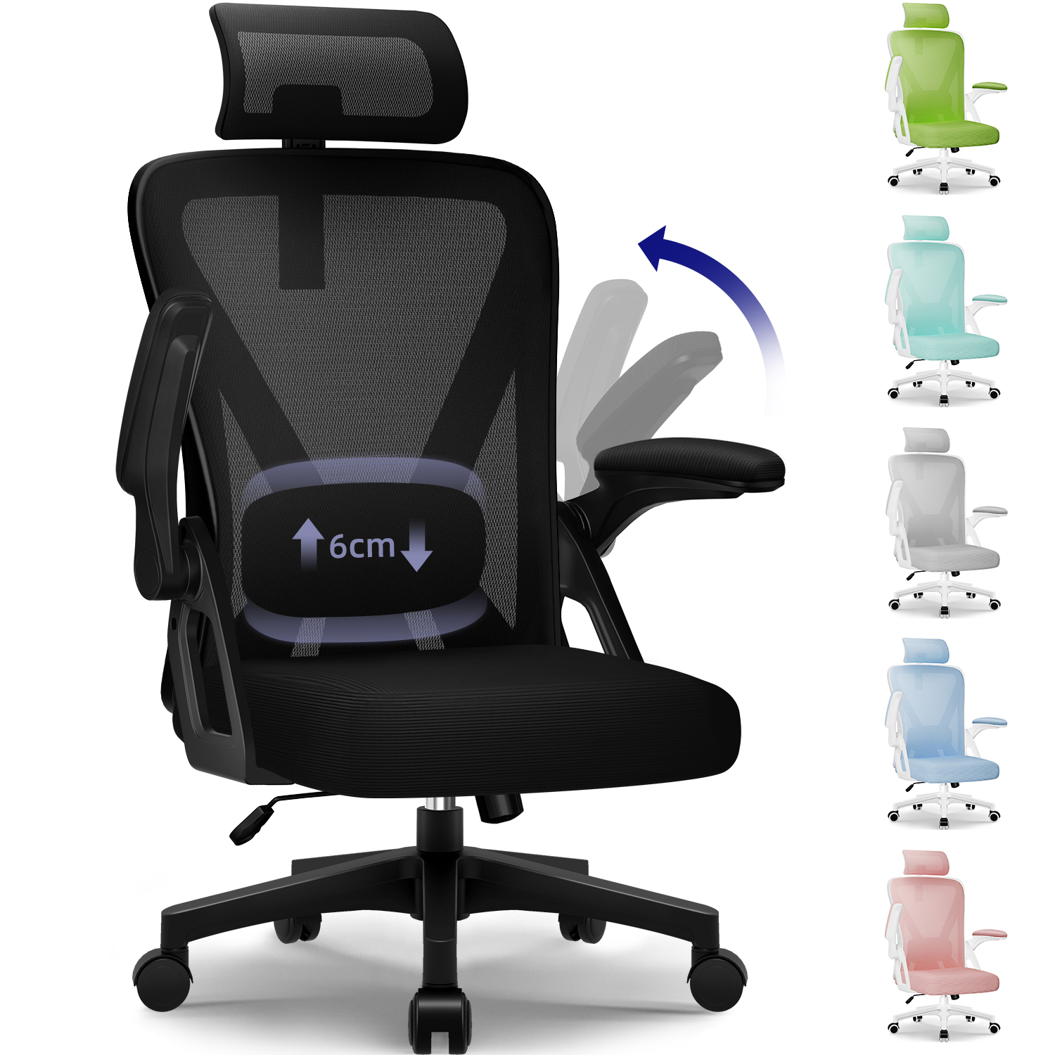 Bureaustoel Ergonomisch Liggend 90 ° -135 ° ,Bureaustoel met lendensteun, Computerstoel Verstelbare hoofdsteun, woonkamerstoelen