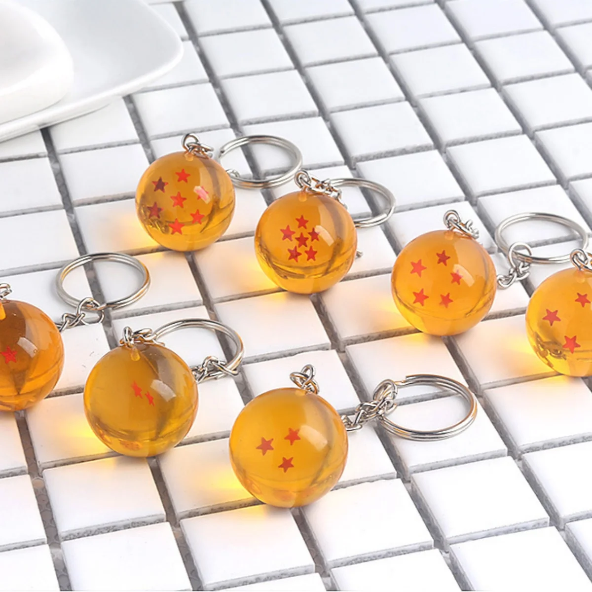 Vendita all'ingrosso Dragon Series 1-7 Star Balls Portachiavi Gokus Bead Ciondolo Portachiavi in metallo Uomo Auto Donna Borsa Accessori