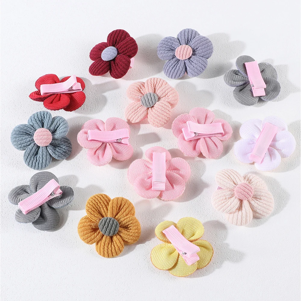14 ピース/セット子供かわいい生地の花のヘアクリップヘアアクセサリー甘い女の子ヘアピンベビー頭飾りバレッタ子供帽子