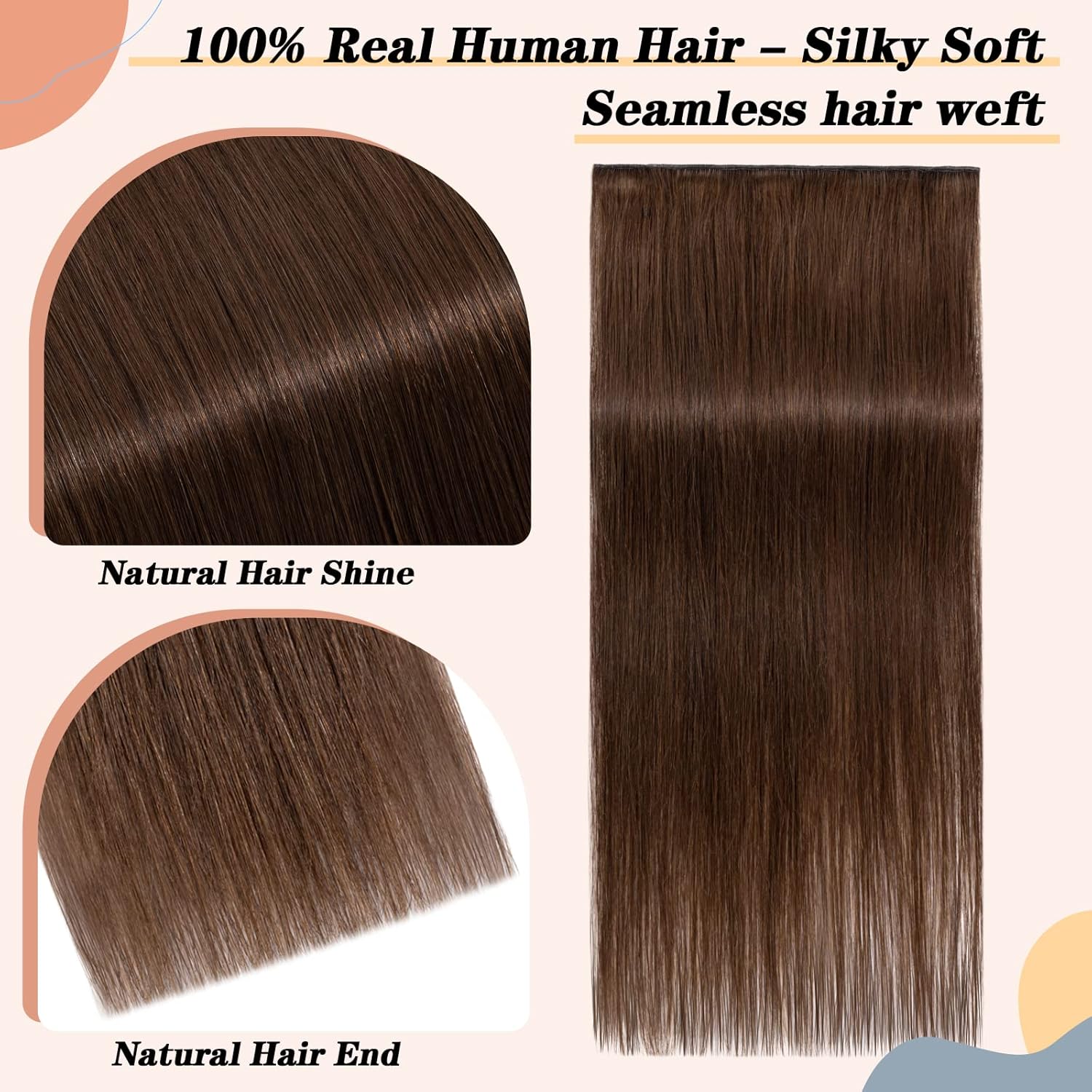 Clip droit d'os dans les Extensions de cheveux 100% cheveux humains 5 Clips 3/4 pleine tête une pièce pince dans les Extensions de cheveux humains pour les femmes