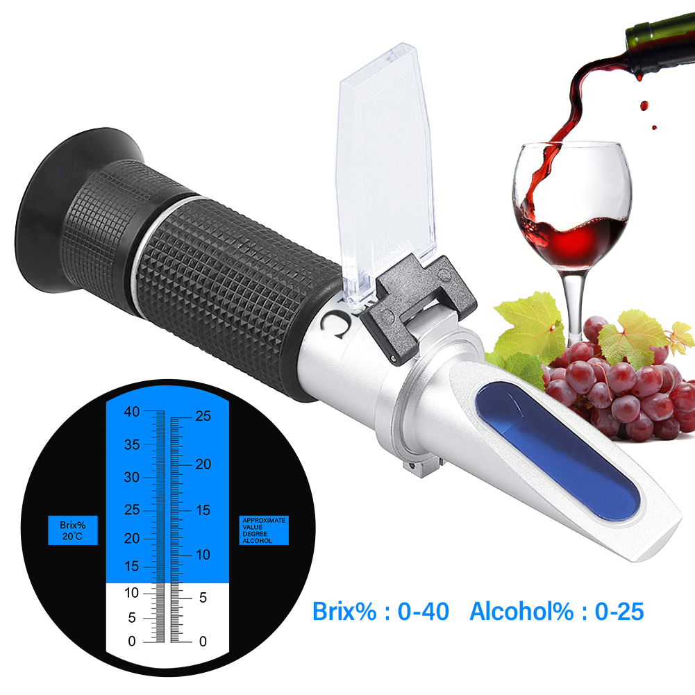 Yieryi 100% nueva marca 0 ~ 40% Brix 0 ~ 25% refractómetro de gravedad específica de mosto de Alcohol cerveza zumo de fruta vino medidor de prueba de azúcar