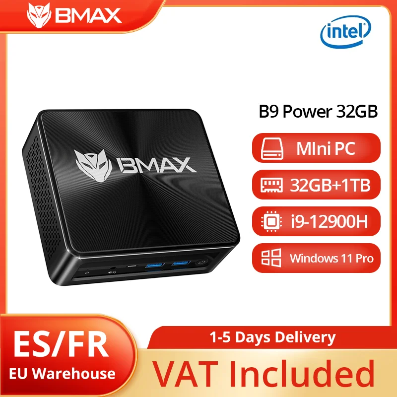 Bmax B9 Power Mini Pc Intel Core I9-12900H 14 Core Max 5.0Ghz 24Gb 32Gb Ram 1Tb Ssd Wifi 6 Bluetooth 5.2