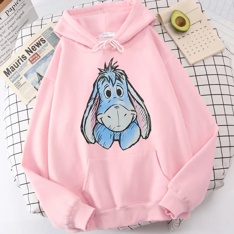 Sudaderas con capucha de dibujos animados para mujer, sudaderas con capucha de Winnie the Pooh y Honey Eeyore, Tops de manga larga con bolsillos, sudaderas de invierno con capucha a la moda