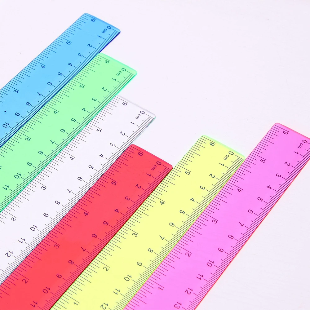 6-teiliges Set 15 cm Lineal, gerades Lineal aus bonbonfarbenem Kunststoff