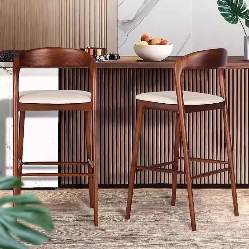 Nordic ไม้เก้าอี้บาร์ Designer หรูหราแผนกต้อนรับผิดปกติสตูลสูงโมเดิร์นผ่อนคลาย Taburete Alto อินเทรนด์เฟอร์นิเจอร์