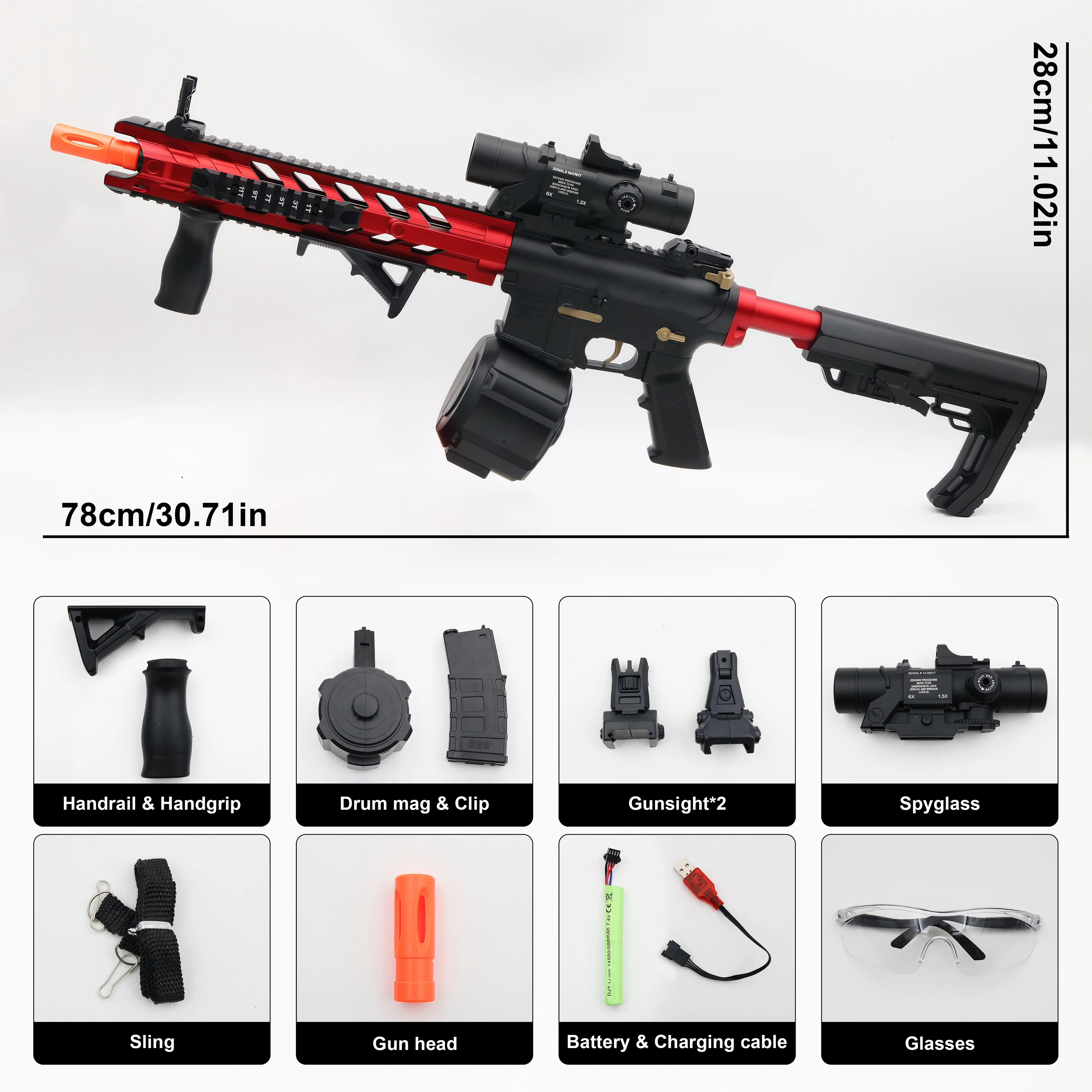 M416 Electric Gel Ball Blaster Toy Gun， Manual/Automatic Mode  , Rechargeable - Suitable for Summer Outdoor Shooting Games