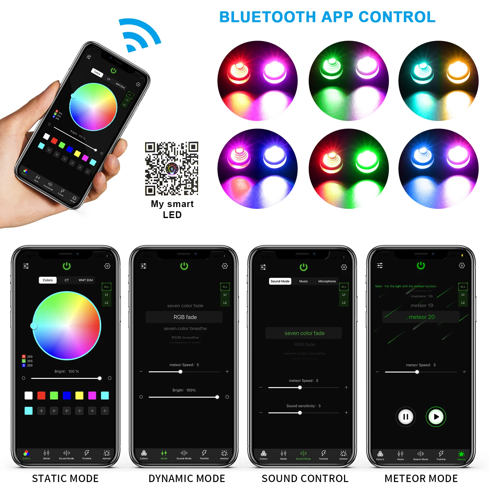 32W Dual port ไฟเบอร์ออปติกชุดเพดานดาว RGB Meteor effect APP หลังคารถดาวไฟเบอร์ออปติกสําหรับ Starry Sky รถเพดาน