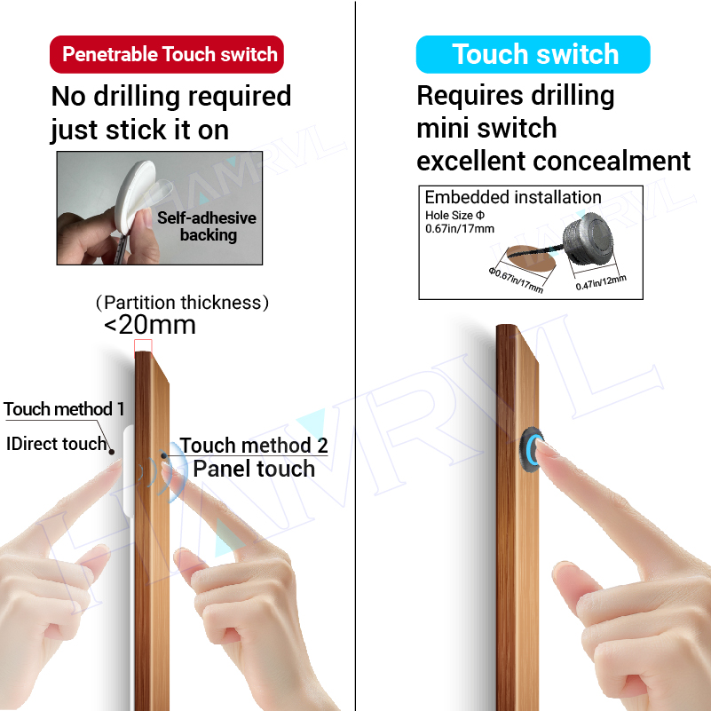 Touch Sensor LED for Wood Slat Wall Panels Decor No-drill Black/Silver Aluminum Bar Light Shelf Kitchen Wardrobe Closet Lighting