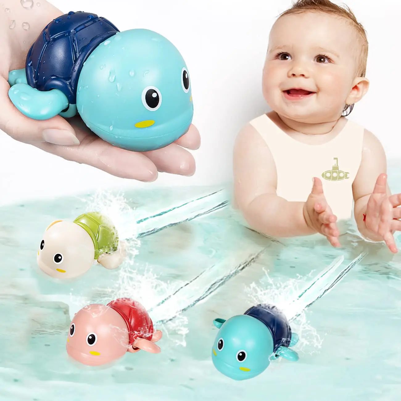 Детские Игрушки Для Ванной Китовая Ракушка Игрушка Для Распыления Воды Классическая Модель Плавательная Черепаха Водный Игров...