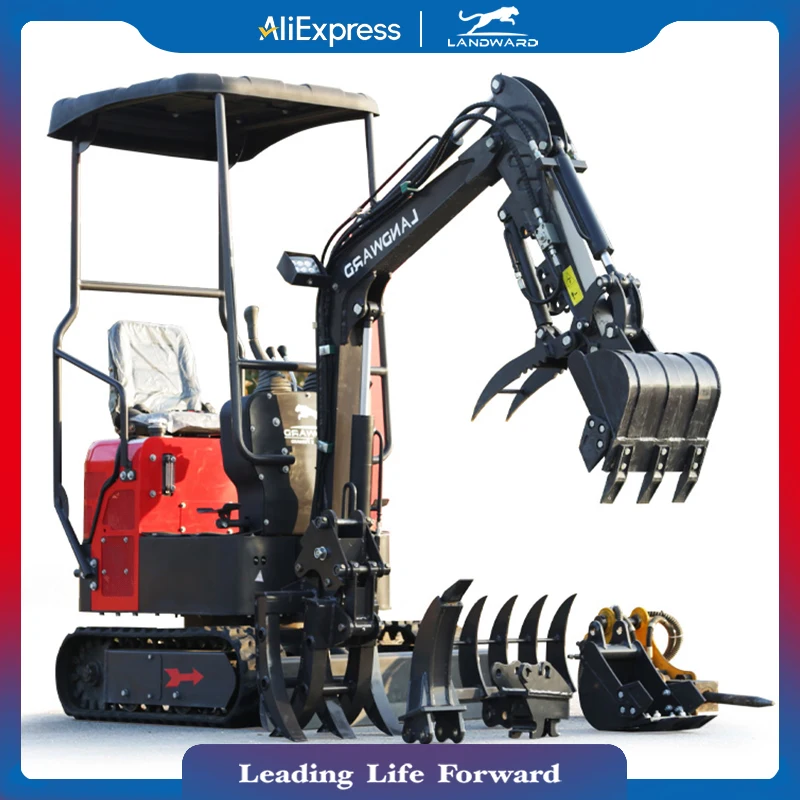 Agricultural Orchard 1 Ton Mini Excavator 1.2 ton CE EPA Multifunctional Hydraulic Small Digger 1000kg Factory Customized Sale
