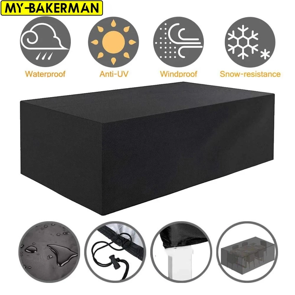 Cubiertas para muebles de exterior, impermeables, lluvia, nieve, polvo, a prueba de viento, Anti-UV, tela Oxford, cubiertas para muebles de jardín, césped y Patio, 40 tamaños