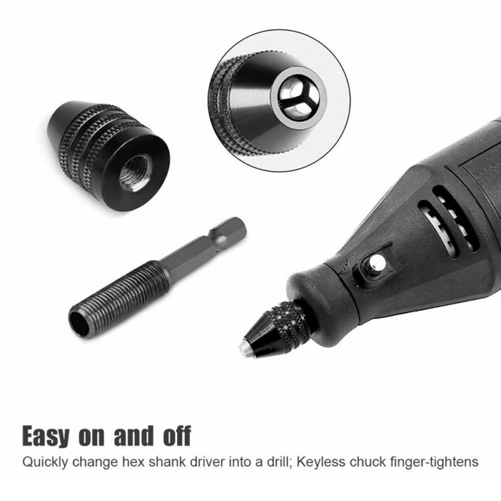 0.3-8mm Mini Mandrino autoserrante Punte da trapano elettriche Pinze Strumenti di fissaggio Convertitore a cambio rapido con codolo esagonale da 1/4 di pollice