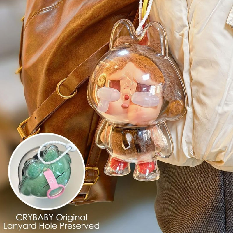 Housse de protection Crybaby 17CM, étui de protection pour bébé qui pleure, sac en peluche de marche entièrement transparent en acrylique, accessoire de poupée-pas de poupée incluse