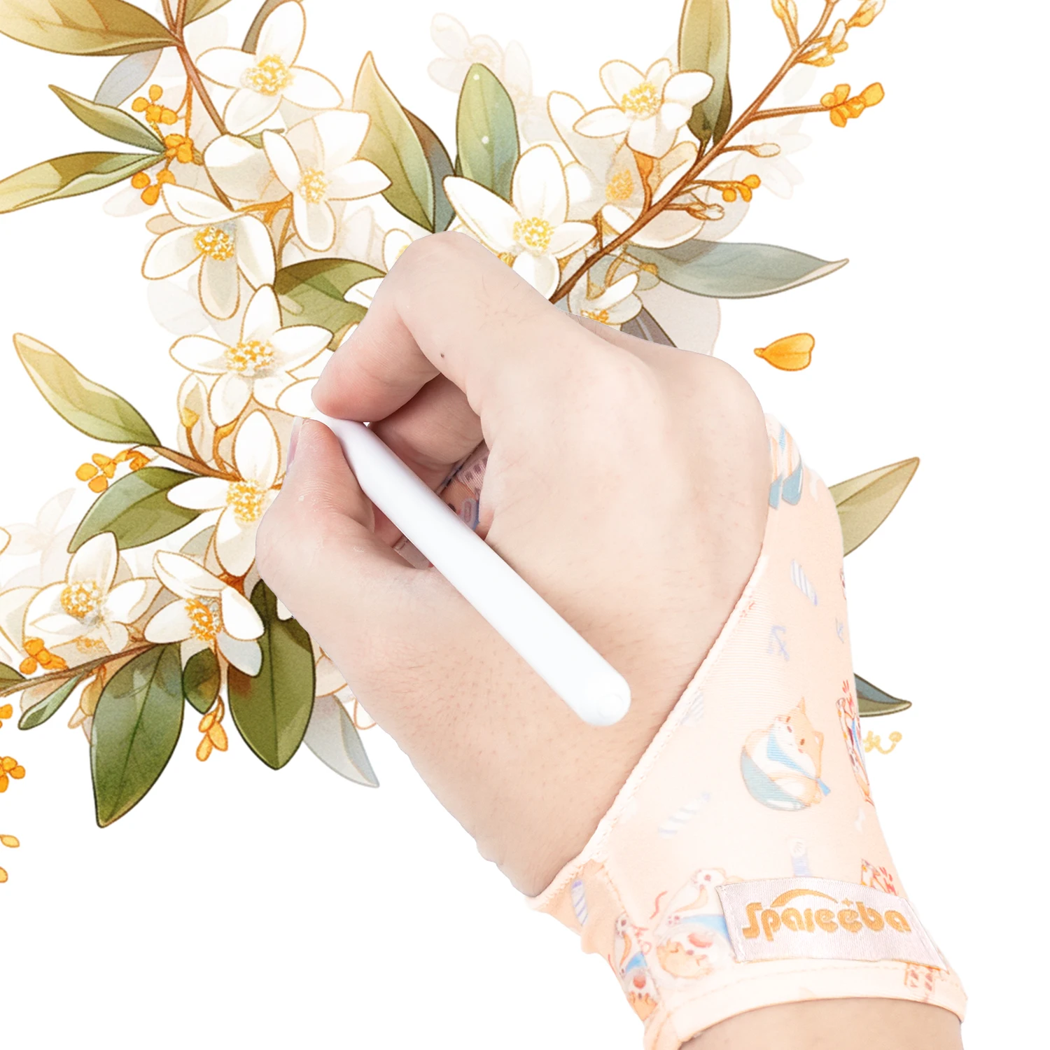 Niedlicher Zweifinger-Handschuh für Ipad/Grafik-Zeichentablett HUION/WACOM/XP-PEN, schweißfester Handschuh zum Skizzieren, Malen, Kunststudenten