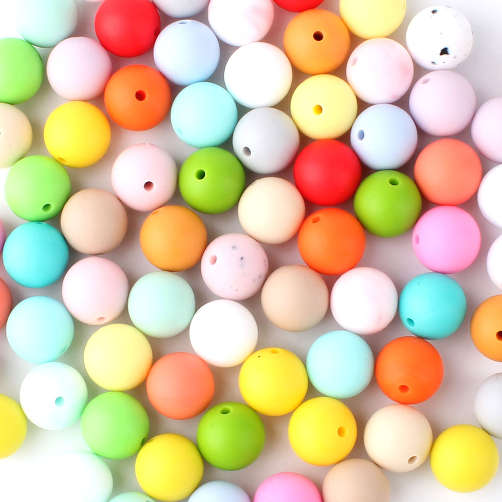 20/50/100/500 Uds. Cuentas de silicona para bebé de 12mm, Clips redondos para chupete, soporte para pezones, cuentas, mordedor, juguetes para la dentición, grado alimenticio, sin BPA