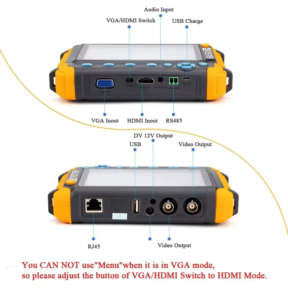 PEGATAH 8MP тестер камеры видеонаблюдения IV8W 5-дюймовый монитор видеонаблюдения AHD/CVI/TVI CVBS аналоговый тестер камер видеонаблюдения HDMI VGA вход