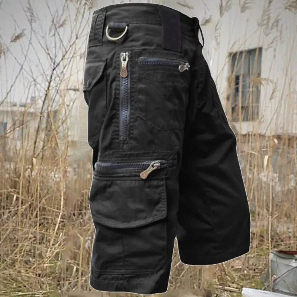 Shorts de uniforme militar masculino, cor sólida tática, multi bolso, verão, casual, reto