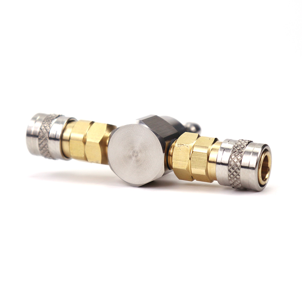 Adaptador de salida dual en forma de T con acoplador de desconexión rápida US Foster para herramienta de aire Airsoft