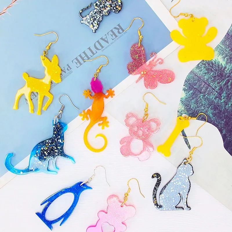 สัตว์ต่างหูแม่พิมพ์พวงกุญแจ Spider Gecko แม่พิมพ์ซิลิโคน DIY อีพ็อกซี่เรซินแม่พิมพ์จี้เครื่องประดับทําสัตว์งานฝีมือตกแต่ง