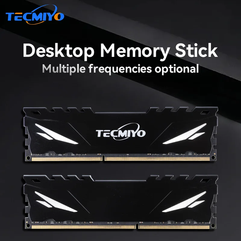TECMIYO DDR3/ DDR3L 1333/1600 DDR4 8 GB/16 GB 2133/2400/2666 MHz/3000 MHz/3200 MHz/3600 MHz Desktop-RAM mit Kühlkörper – 1 PC Schwarz