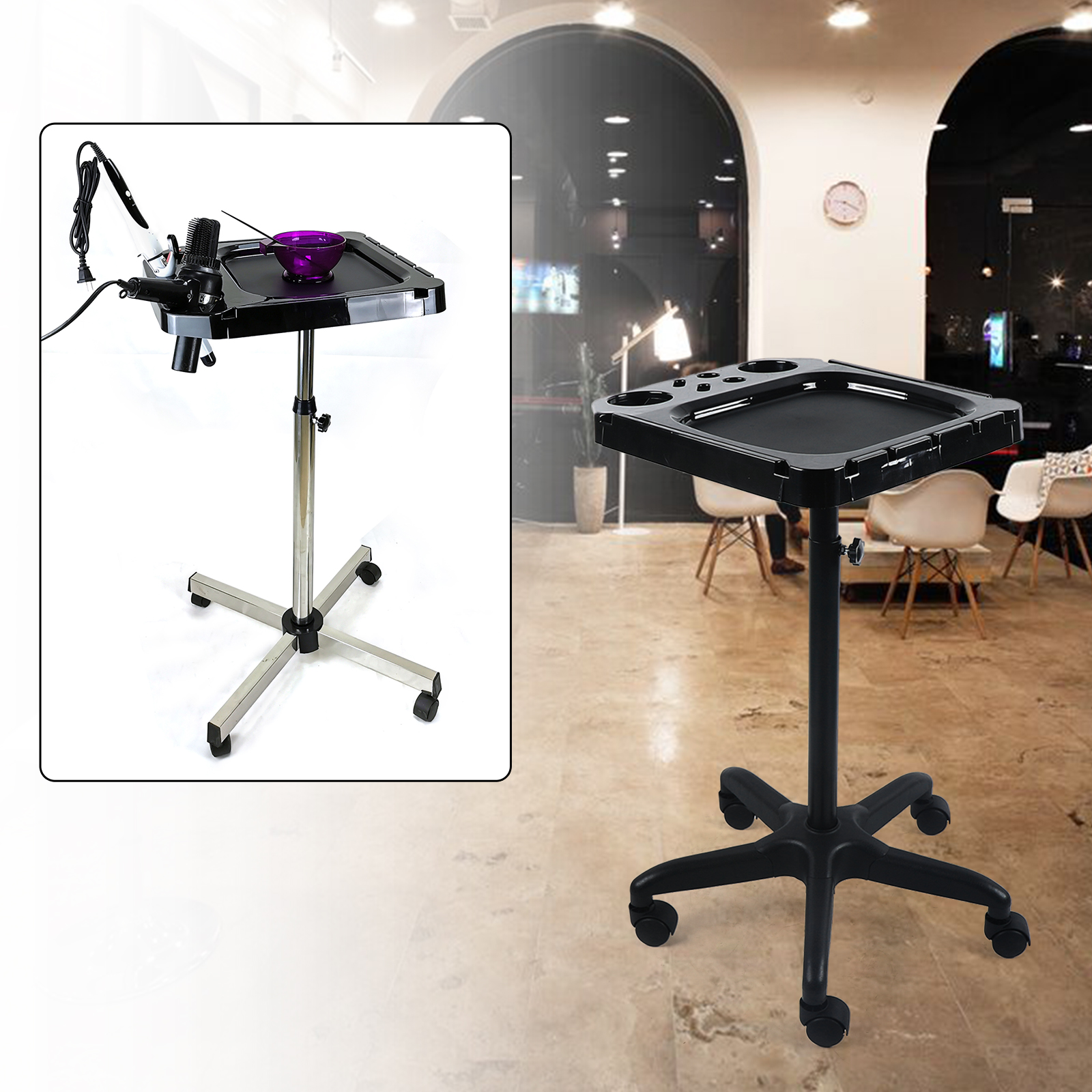 Instrument Beauty Equipment Stand Mobile Salon Spa Rolling Cart Service Trolley Hair Stylist Storage Tray Tattoo Table