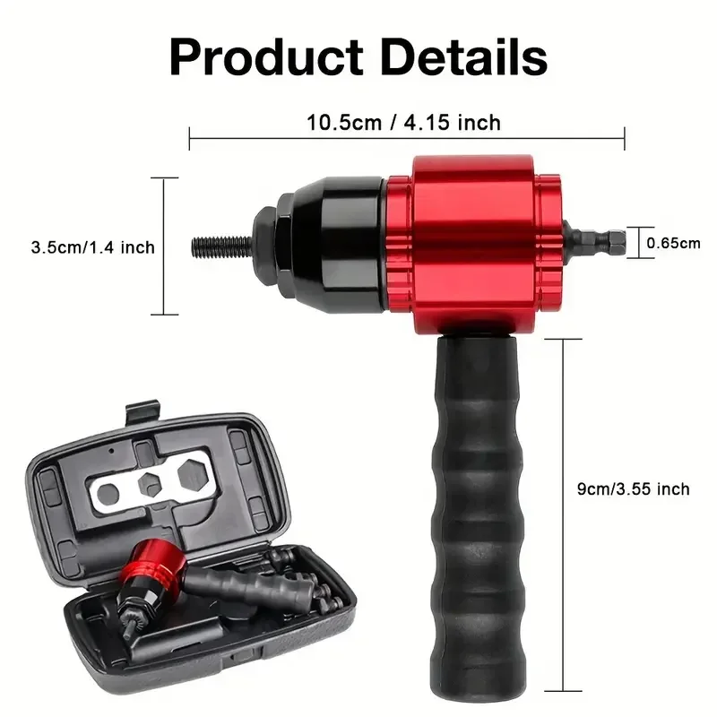 M3 M4 M5 M6 M8 Rivet Nut ชุดปืน, ในครัวเรือนไร้สาย Rivet Nut Gun อะแดปเตอร์โลดโผนเครื่องใส่ Nut Riveting เครื่องมือ Rivet Gun